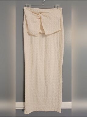 Fold-Over Waist Cream Maxi Skirt